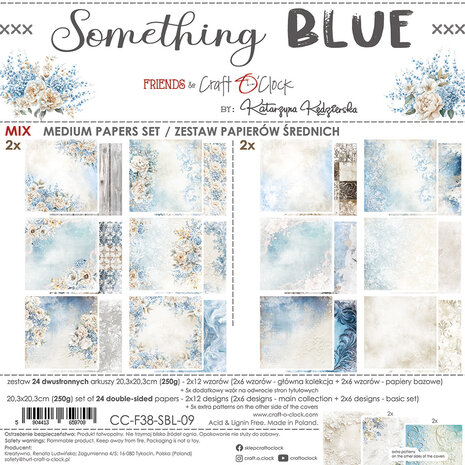 Craft O'Clock - Something Blue 8x8 Inch Medium Papers Set Craft O'Clock - Something Blue 8x8 Inch Medium Papers Set