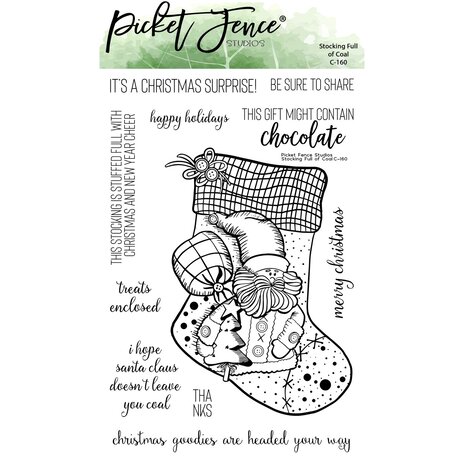 Picket Fence Studios - Stocking Full of Coal 4x6 Inch Clear Stamps Picket Fence Studios - Stocking Full of Coal 4x6 Inch Clear Stamps