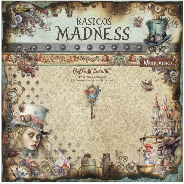 Pad 12x12" Bellaluna Crafts with 12 Basic Madness double-sided papers Pad 12x12" Bellaluna Crafts with 12 Basic Madness double-sided papers