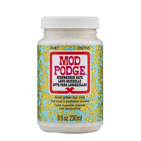 Mod Podge • Dishwasher-safe Gold Glitter Top Coat 8 fl oz Mod Podge • Dishwasher-safe Gold Glitter Top Coat 8 fl oz