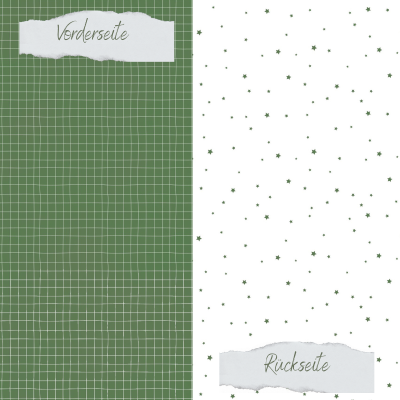 Creative Depot - Designpapier - Basic - Olive - Doodle Gitter + Sternchenregen - Doppelseitig bedruckt
