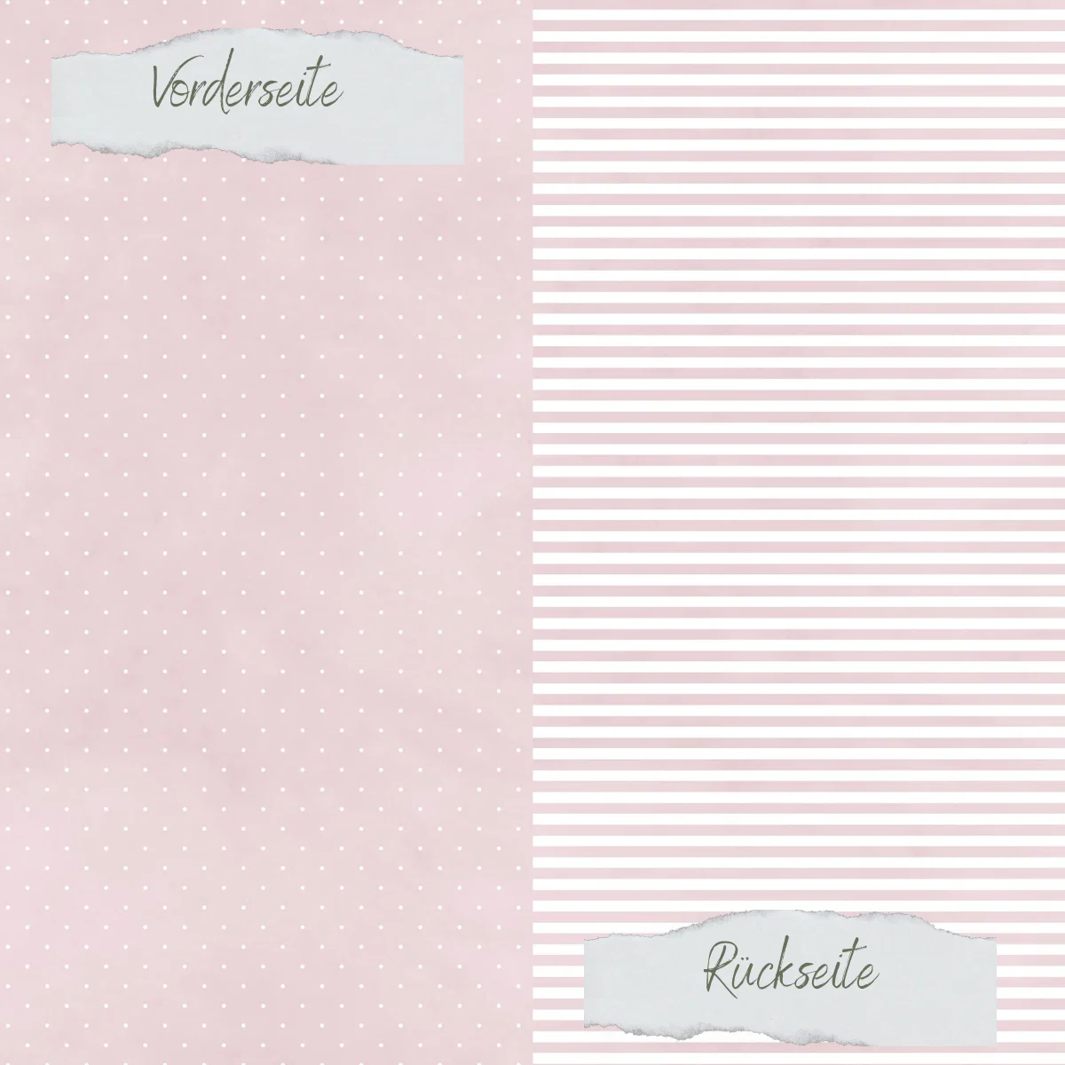 Creative Depot - Designpapier - Basic - Puderrosa - Mini Pünktchen + Schmale Streifen - Doppelseitig bedruckt