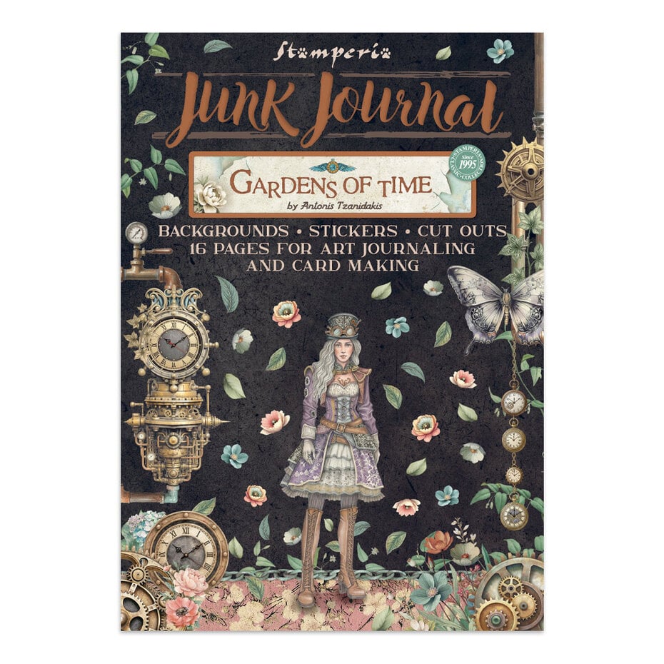 Stamperia - Gardens of Time Junk Journal Stickers, Backgrounds, Cut-Outs by Antonis Tzanidakis
