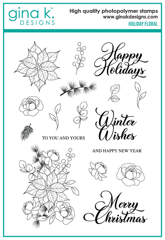 Gina K Designs -  STAMPS- Holiday Floral  Gina K Designs -  STAMPS- Holiday Floral