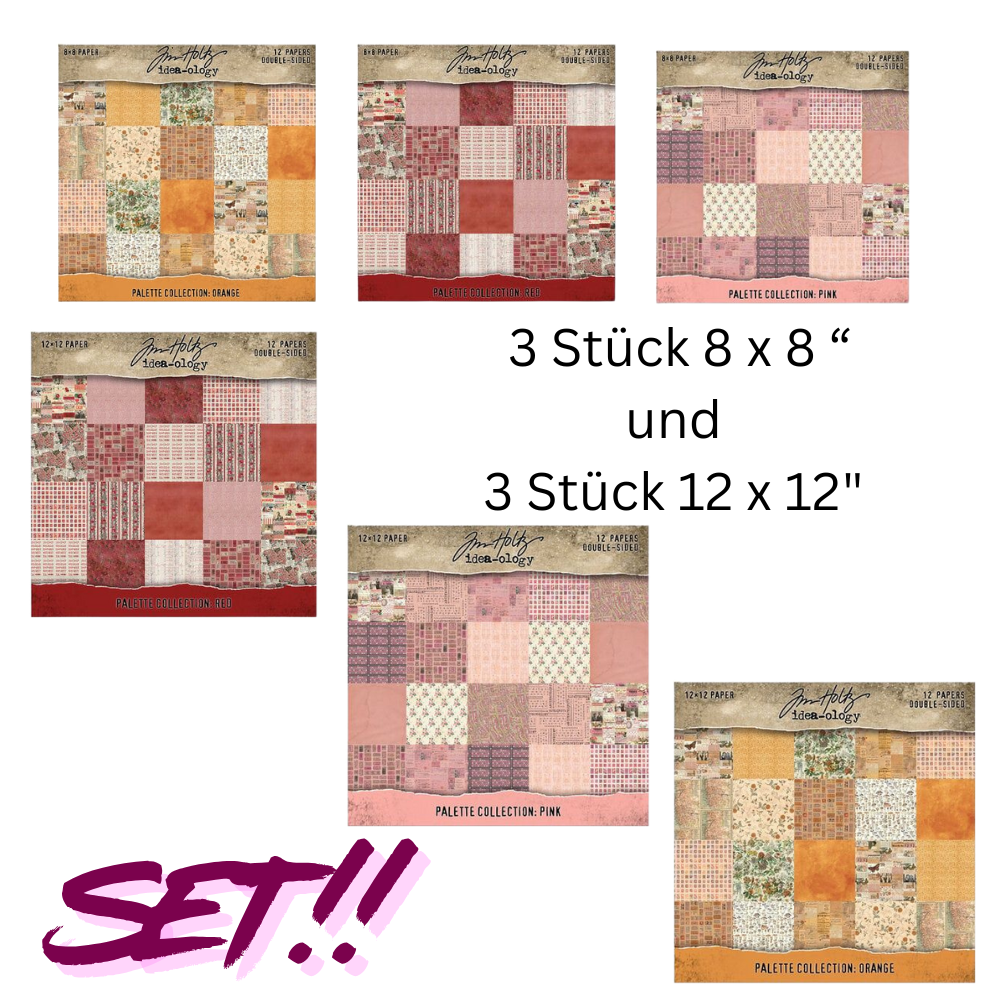 Idea-ology - Palette Collection SPARSET 3 Stück 8x8 Inch und 3 Stück 12x12 Inch