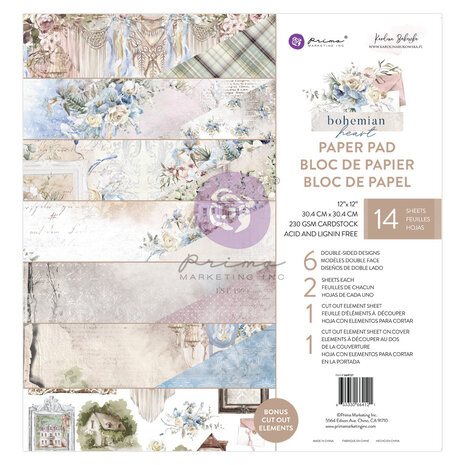 Prima Marketing - Bohemian Heart 12x12 Inch Paper Pad