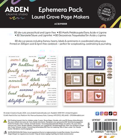 Arden Creative Studio - Laurel Grove Page Makers Ephemera Pack (80pcs) Arden Creative Studio - Laurel Grove Page Makers Ephemera Pack (80pcs)