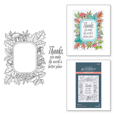 Spellbinders -BetterPress - Autumn Thanks Frame Press Plate