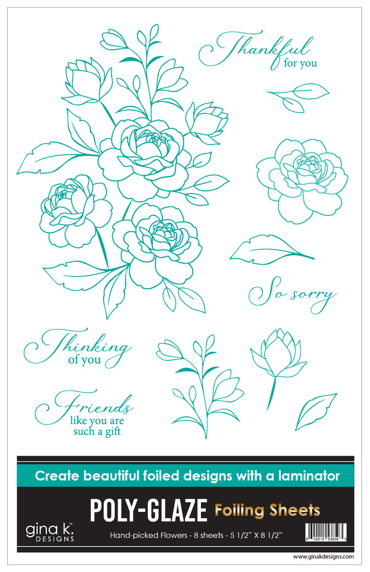 Gina K Designs - POLY-GLAZE Foiling Sheets- Hand-Picked Flowers