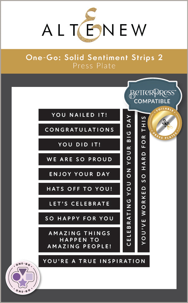 Altenew - One-Go: Solid Sentiment Strips 2 Press Plate (Celebration Edition) 
