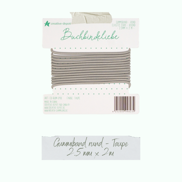 Creative Depot -  Gummiband - Taupe - rund - Buchbindeliebe  Creative Depot -  Gummiband - Taupe - rund - Buchbindeliebe