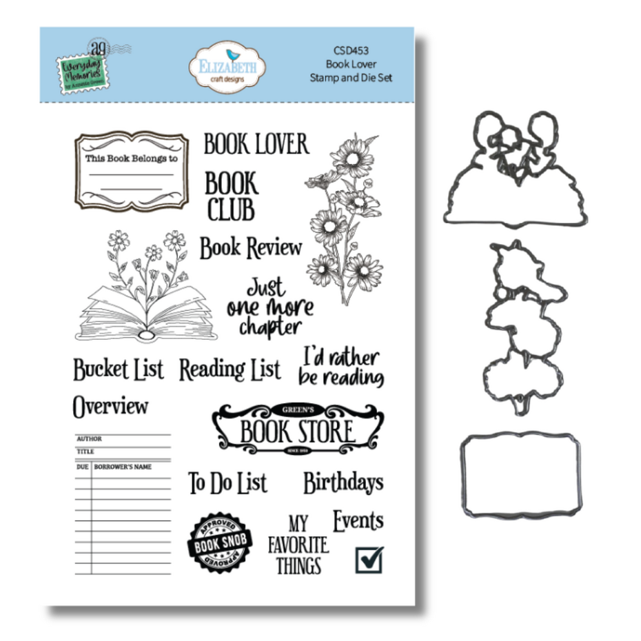 Elizabeth Craft - Rest & Relaxation Stamp and Die Set Book Lover by Everyday Memories