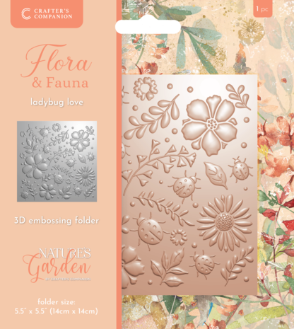 Crafter's Companion  - Flora & Fauna 3D Embossing Folder 5.5x5.5 Inch Ladybug Love