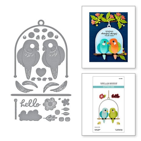Spellbinders -Cheerful Chirps Etched Dies Pretty Birds 