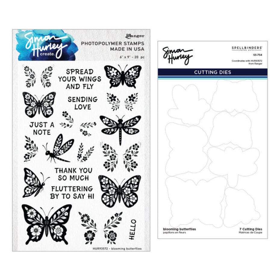 Spellbinders - Simon Hurley Stamp and Die Bundle Blooming Butterflies