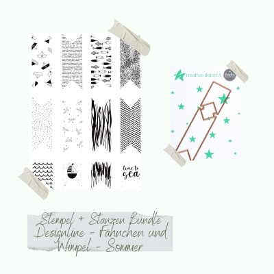 Creative Depot - Bundle - Designline - Fähnchen und Wimpel - Sommer - Stempelset & Stanzen