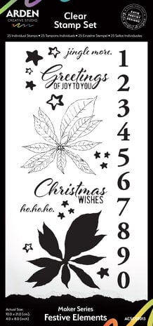 Arden Creative Studio - Maker Series 4x8 Inch Clear Stamp Set Festive Elements  Arden Creative Studio - Maker Series 4x8 Inch Clear Stamp Set Festive Elements