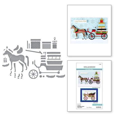 Spellbinders - Country Christmas Geätzte Stanzformen Weihnachtspferdewagen