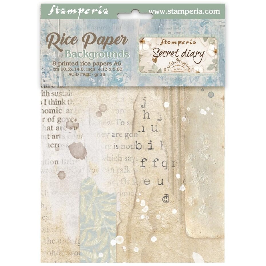 Stamperia - Secret Diary A6 Rice Paper Backgrounds (8pcs)