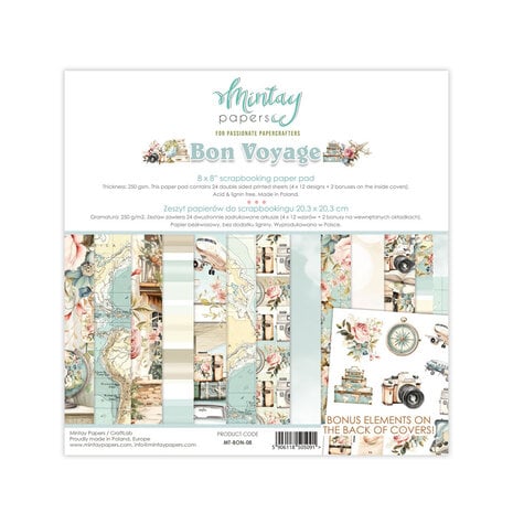 Mintay - Bon Voyage 8x8 Inch Scrapbooking Paper Pad Mintay - Bon Voyage 8x8 Inch Scrapbooking Paper Pad