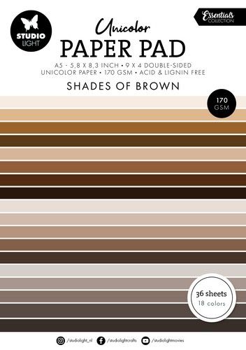 Studio Light Unicolor paper pad Shades of brown Essent. nr.158