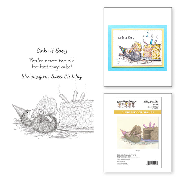 Spellbinders - Sweet Birthday Cling Rubber Stamp Set from the House-Mouse Summer Fun Collection