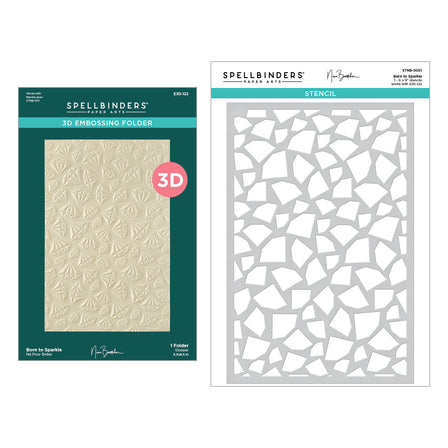 Spellbinders - Born to Sparkle 3D Embossing Folder and Stencil Bundle from the Bougie Birthday Collection by Nina Boettcher  Spellbinders - Born to Sparkle 3D Embossing Folder and Stencil Bundle from the Bougie Birthday Collection by Nina Boettcher