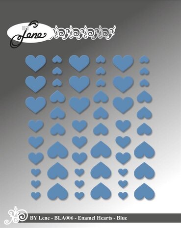 By Lene - Enamel Hearts Blue (54pcs)