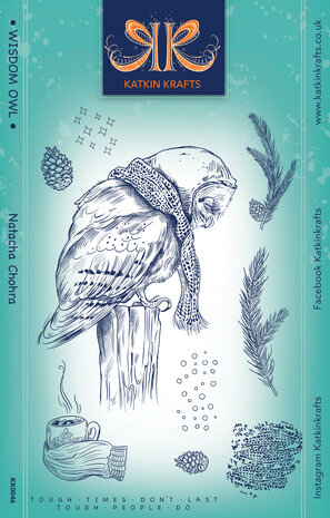 Katkin Krafts Wisdom Owl A5 Clear Stamp Set
