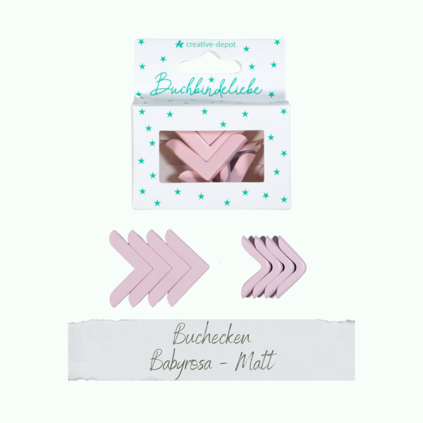 Creative Depot -  Buchecken - Babyrosa - Matt - Buchbindeliebe - 8 Stück  Creative Depot -  Buchecken - Babyrosa - Matt - Buchbindeliebe - 8 Stück