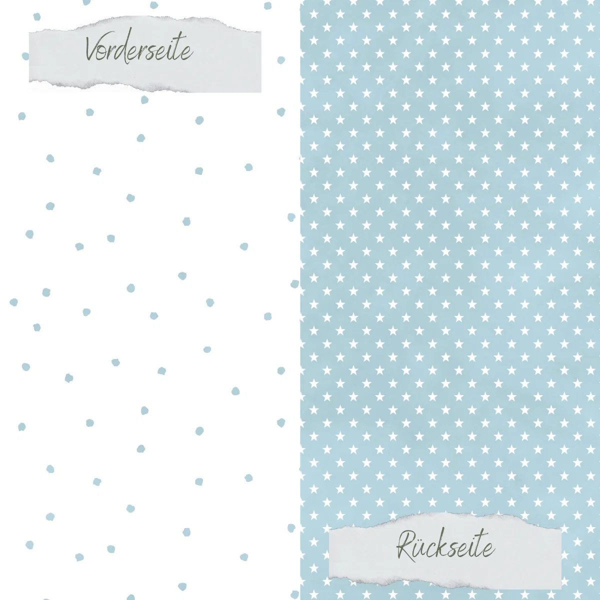 Creative Depot - Designpapier - Basic - Vintage Hellblau - Tupfen + Sternchen - Doppelseitig bedruckt