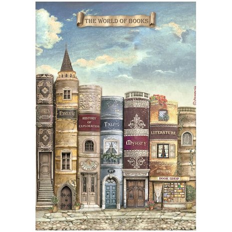 Stamperia - Vintage Library A4 Rice Paper The World of Book