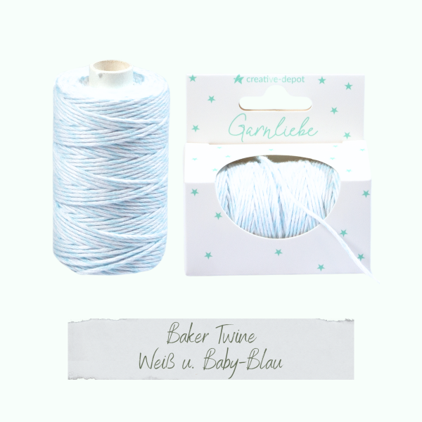 Creative Depot -  Baker Twine - Weiß & Baby-Blau - Garnliebe 