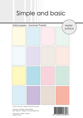 Simple and Basic Design Solid Papers "Summer Pastels"