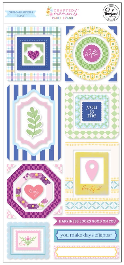 PinkFresh Studio - Crafted Moments Chipboard Stickers by Paige Evans
