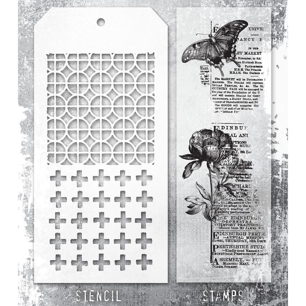 Tim Holtz Mixed-Media Stamps & Stencil Set -  Set #60 