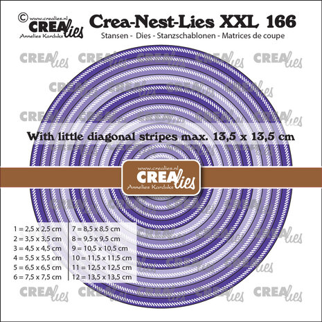 Crealies - Crea-Nest-Lies XXL Stansen No. 166 Cirkels Met Kleine Schuine Streepjes 