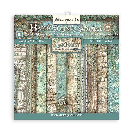 stamperia-magic-forest-backgrounds-8x8-inch-paper