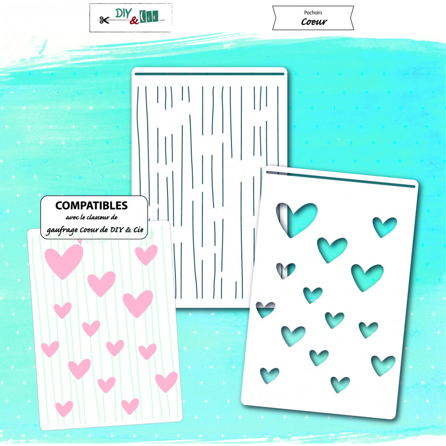 Duo de pochoirs : Coeurs - DIY and Cie - Stencil