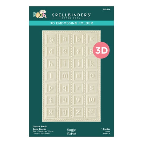 Spellbinders - Say Cheese Classic Pooh Baby 3D Embossing Folder Classic Pooh Baby Blocks