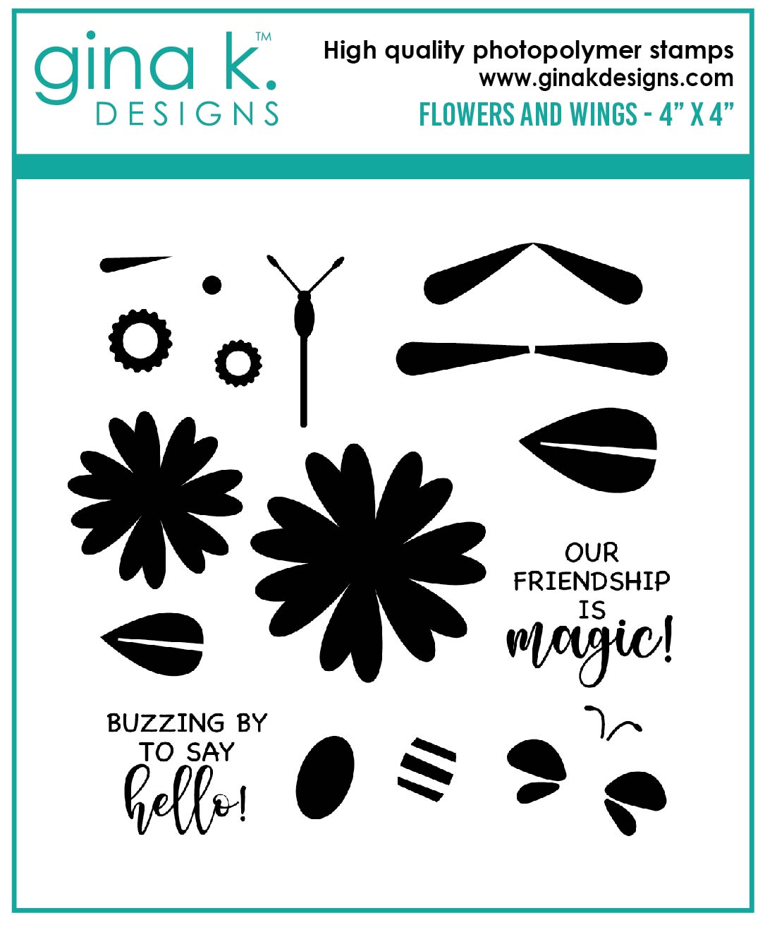 Gina K Designs - STAMPS- Flowers and Wings MINI