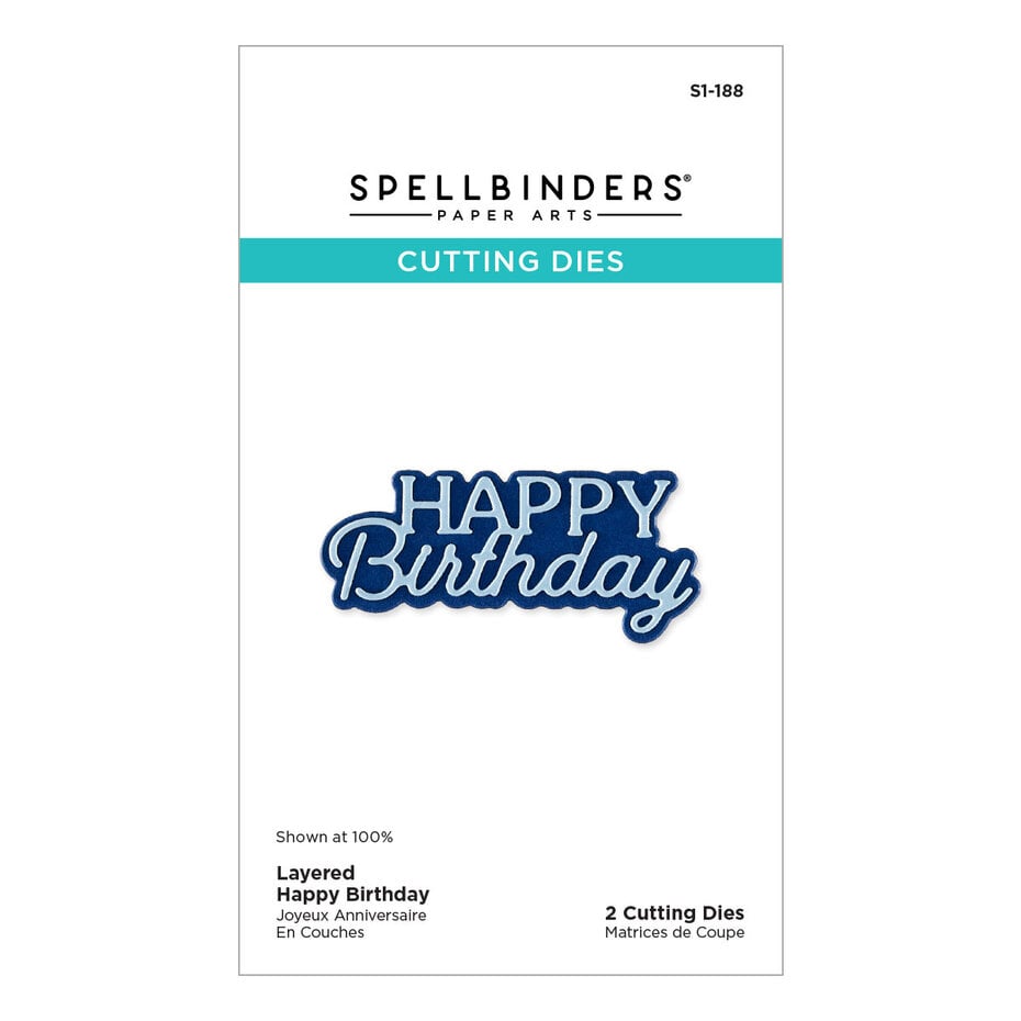 Spellbinders - Essentially Yours Sentiments Etched Dies Layered Happy Birthday