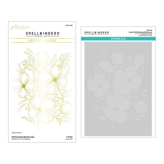 Spellbinders - Glimmering Buttercups Glimmer Plate and Stencil Bundle from the Glimmering Flowers Collection Spellbinders - Glimmering Buttercups Glimmer Plate and Stencil Bundle from the Glimmering Flowers Collection