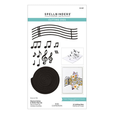 Spellbinders - Bibi's Musical Notes Etched Dies Musical Notes & Stave Pop-Up