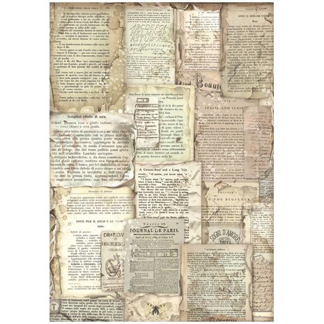 Stamperia - Vintage Library A4 Rice Paper Book Pages