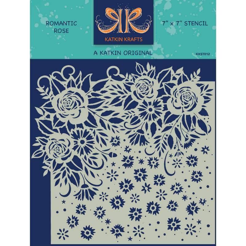 Katkin Krafts Romantic Rose 7 in x 7 in Stencil