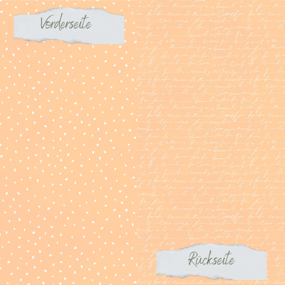 Creative Depot -Designpapier - Basic - Aprikosenmousse - Apfelkernchen + Schrift - Doppelseitig bedruckt
