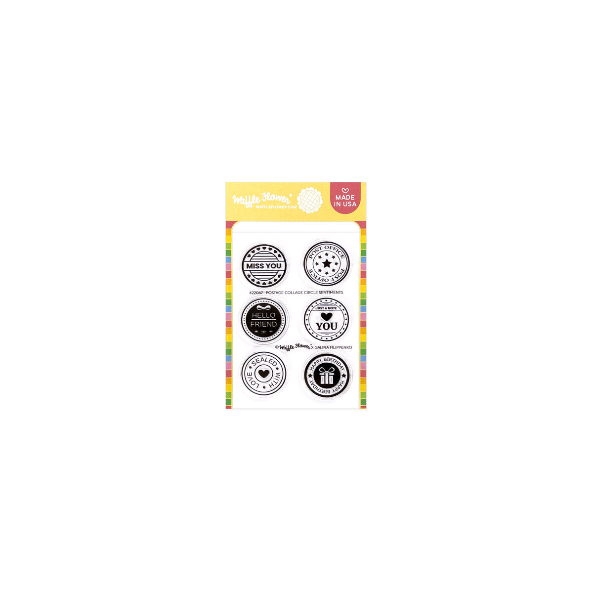 Waffle Flower- Postage Collage Circle Sentiments Stamp Set