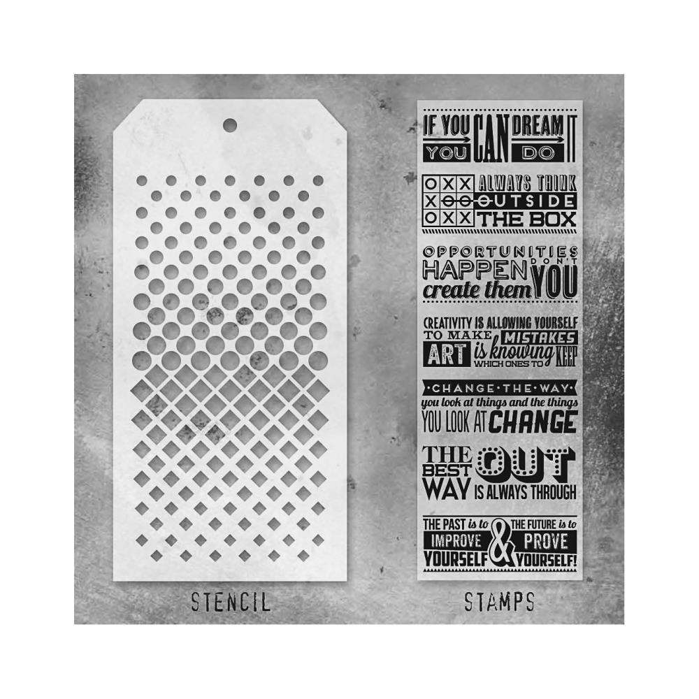 Tim Holtz Mixed-Media Stamps & Stencil Set -  Set #17 