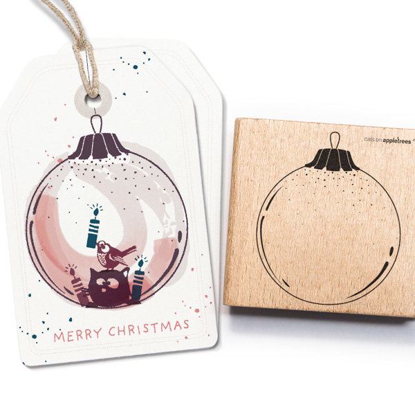 cats on appletrees - Stempel Weihnachtskugel 7 - Outline